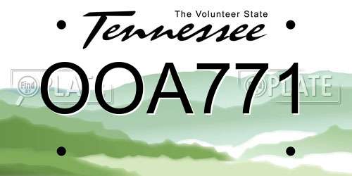 OOA771 Tennessee License Plate