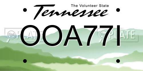 OOA77I Tennessee License Plate