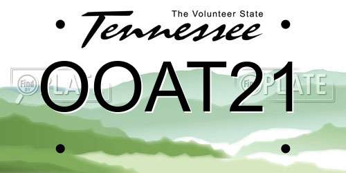 OOAT21 Tennessee License Plate