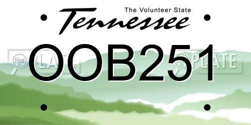OOB251 Tennessee License Plate