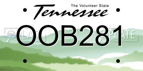 OOB281 Tennessee License Plate