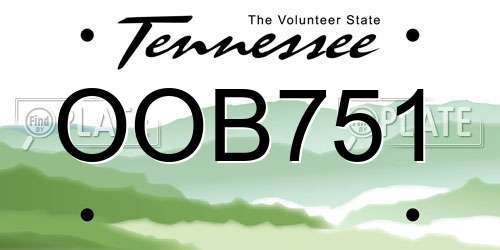 OOB751 Tennessee License Plate