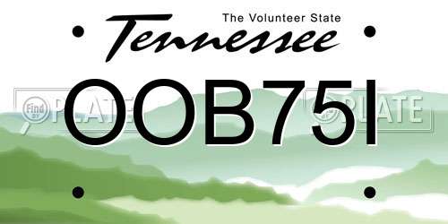 OOB75I Tennessee License Plate