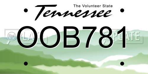 OOB781 Tennessee License Plate