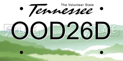 OOD26D Tennessee License Plate