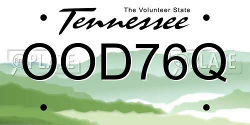 OOD76Q Tennessee License Plate