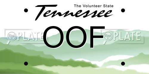 OOF Tennessee License Plate