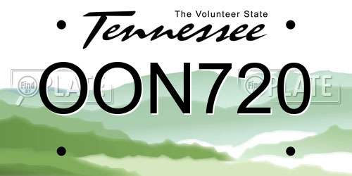 OON720 Tennessee License Plate