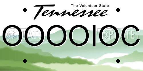 OOOOIOC Tennessee License Plate