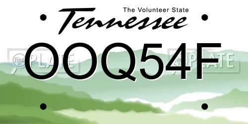 OOQ54F Tennessee License Plate