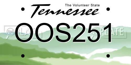 OOS251 Tennessee License Plate