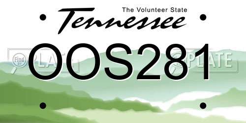 OOS281 Tennessee License Plate
