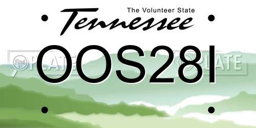OOS28I Tennessee License Plate