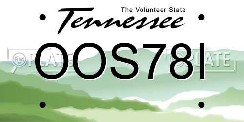 OOS78I Tennessee License Plate