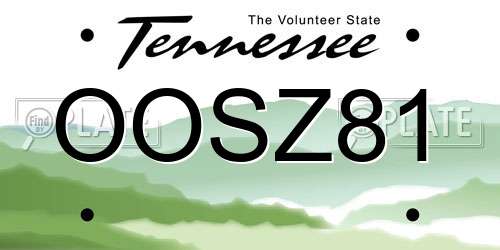 OOSZ81 Tennessee License Plate