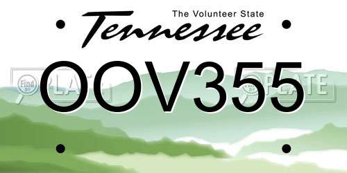 OOV355 Tennessee License Plate