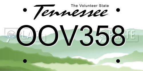 OOV358 Tennessee License Plate