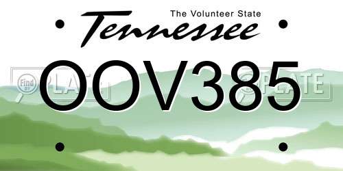OOV385 Tennessee License Plate