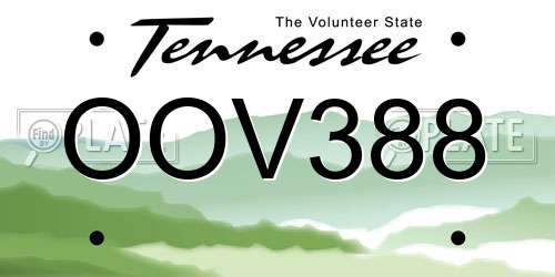 OOV388 Tennessee License Plate