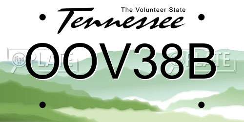 OOV38B Tennessee License Plate
