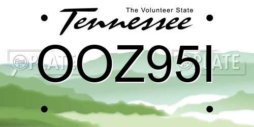 OOZ95I Tennessee License Plate