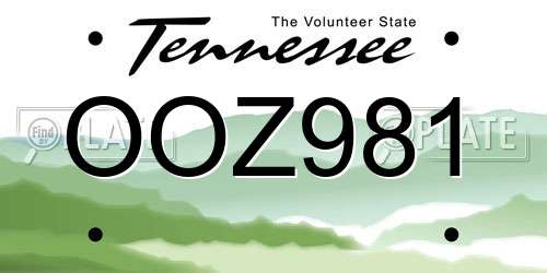 OOZ981 Tennessee License Plate