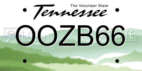 OOZB66 Tennessee License Plate