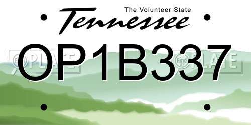 OP1B337 Tennessee License Plate