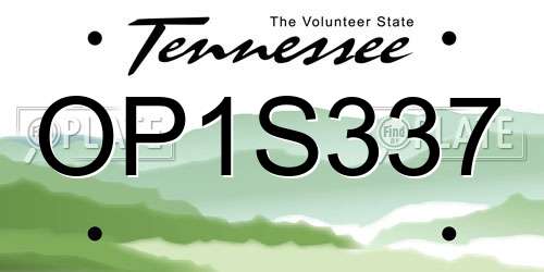 OP1S337 Tennessee License Plate