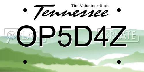 OP5D4Z Tennessee License Plate