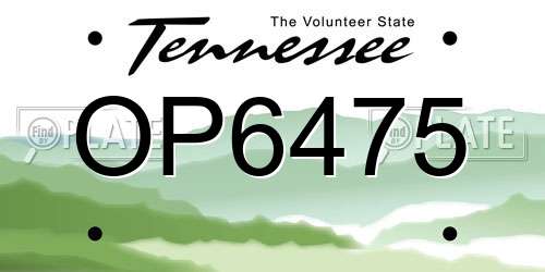 OP6475 Tennessee License Plate