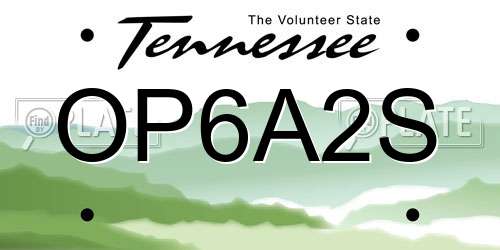 OP6A2S Tennessee License Plate