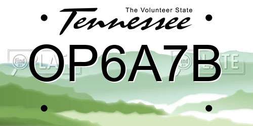 OP6A7B Tennessee License Plate