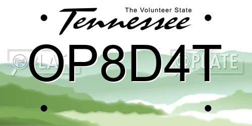 OP8D4T Tennessee License Plate