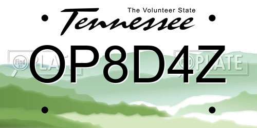 OP8D4Z Tennessee License Plate