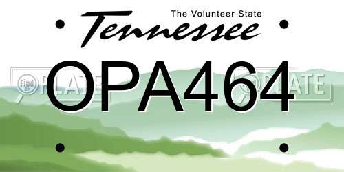 OPA464 Tennessee License Plate