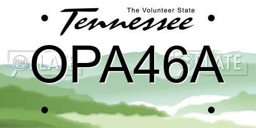 OPA46A Tennessee License Plate