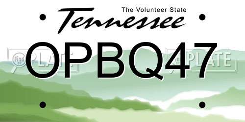 OPBQ47 Tennessee License Plate