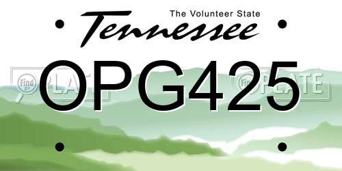 OPG425 Tennessee License Plate