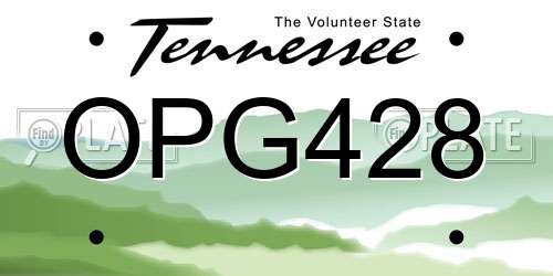 OPG428 Tennessee License Plate