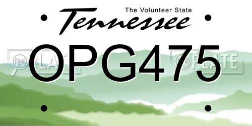 OPG475 Tennessee License Plate