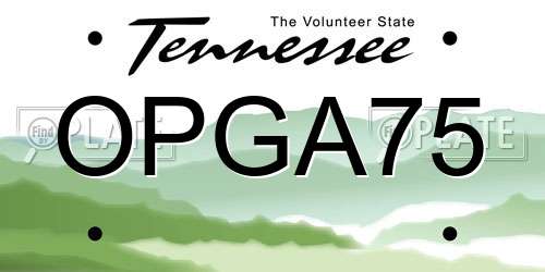 OPGA75 Tennessee License Plate