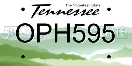 OPH595 Tennessee License Plate
