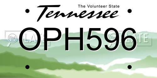 OPH596 Tennessee License Plate