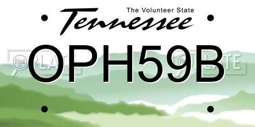 OPH59B Tennessee License Plate