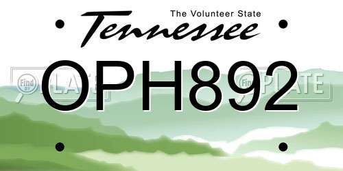 OPH892 Tennessee License Plate