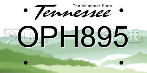 OPH895 Tennessee License Plate