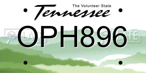 OPH896 Tennessee License Plate