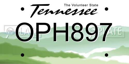 OPH897 Tennessee License Plate