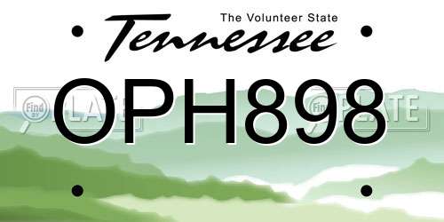OPH898 Tennessee License Plate